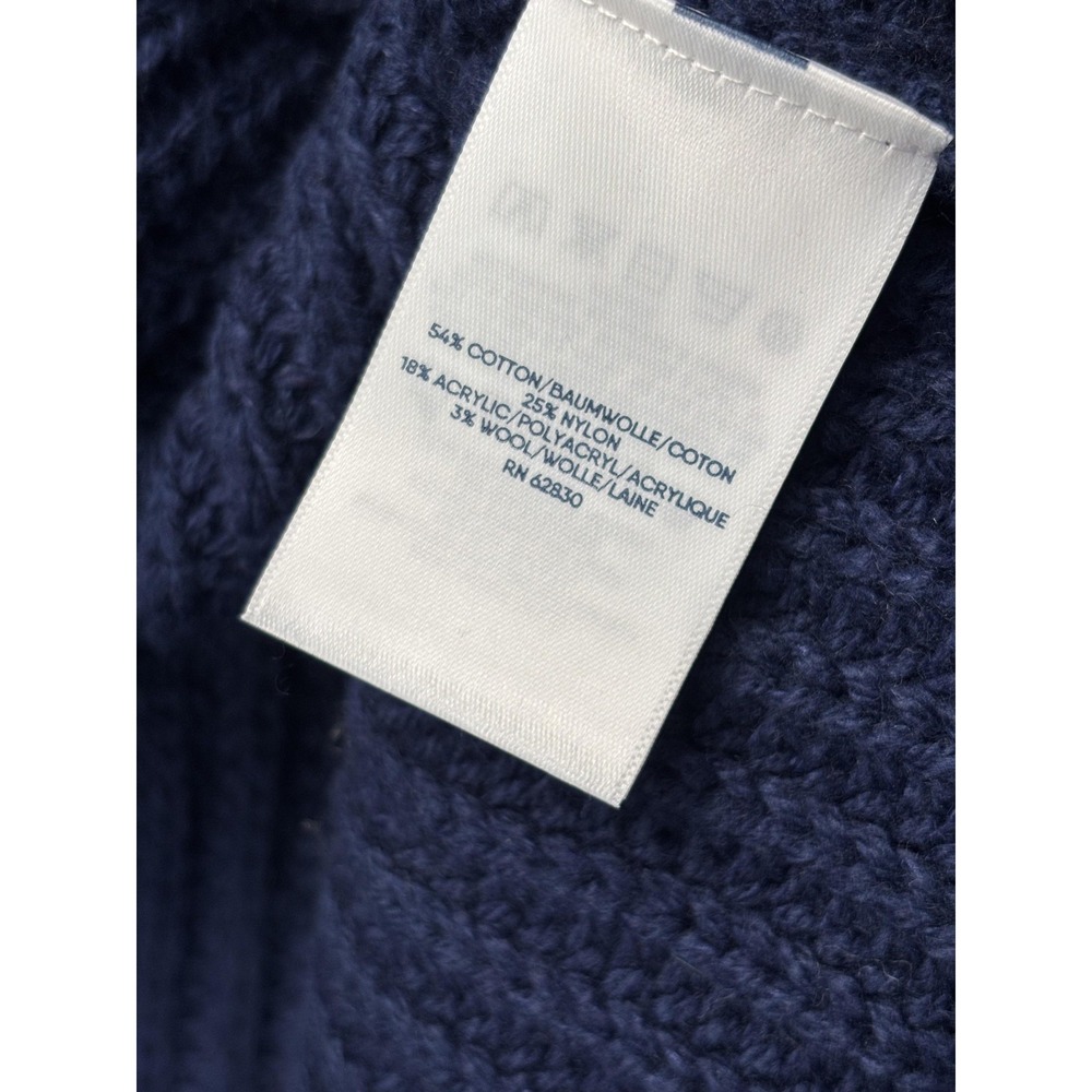 Lands' End Sweater Womens M Blue White Star Graphic Knit Pullover Winter Warm - Picture 4 of 15